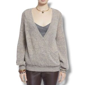 Free People V-Neck Sweater in Gray